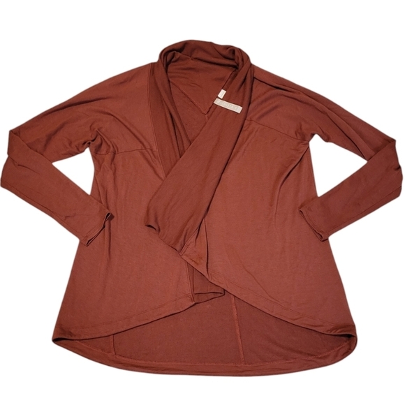 Athleta Nirvana Wear Two Ways Wrap Sweater #416969 Women's Size Medium Rust Red - Picture 1 of 8